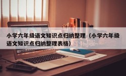 小学六年级语文知识点归纳整理（小学六年级语文知识点归纳整理表格）