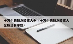 十万个脑筋急转弯大全（十万个脑筋急转弯大全成语有哪些）