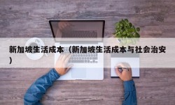 新加坡生活成本（新加坡生活成本与社会治安）