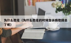 为什么他走（为什么他走的时候告诉我他回去了呢）