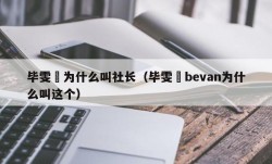 毕雯珺为什么叫社长（毕雯珺bevan为什么叫这个）