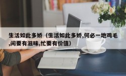 生活如此多娇（生活如此多娇,何必一地鸡毛,闲要有滋味,忙要有价值）