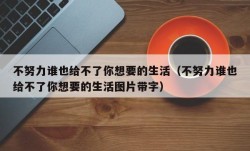 不努力谁也给不了你想要的生活（不努力谁也给不了你想要的生活图片带字）