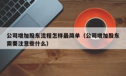 公司增加股东流程怎样最简单（公司增加股东需要注意些什么）