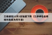 三维通信11月1日加速下跌（三维通信业绩增长股票为何不涨）