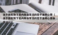 关于新形势下党内政治生活的若干准则心得（关于新形势下党内政治生活的若干准则心得体会2023）